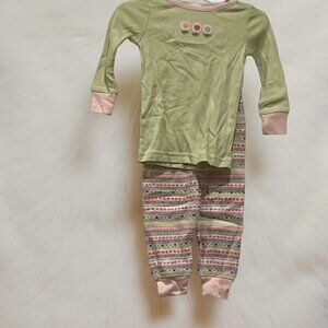 Gymboree NWT Green knit Pajamas Embroidered Flower Full-Length Pants 6- 12 mos